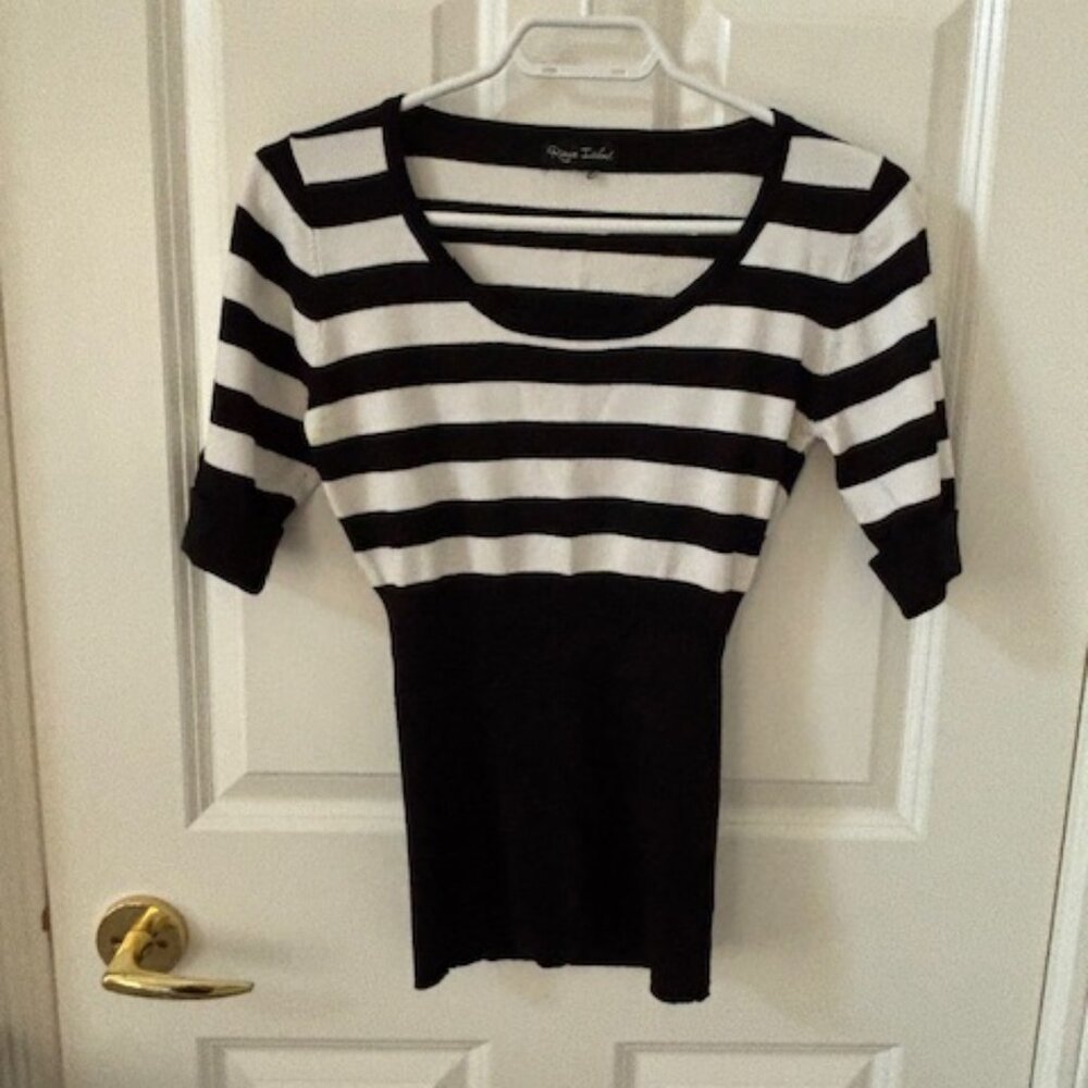 River Island Knit Striped Short Sleeve Top Size S